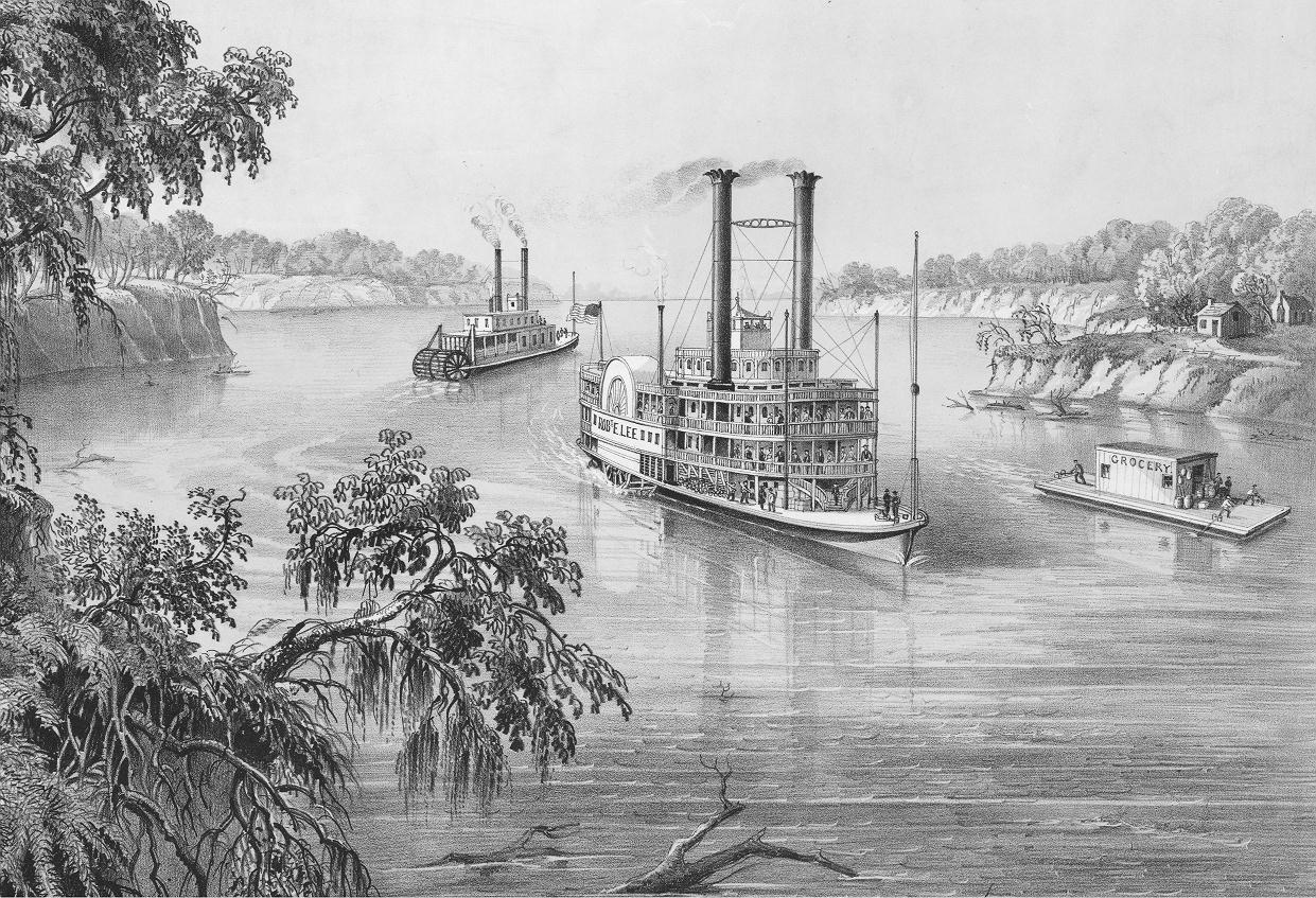 Currier & Ives DETAIL Low Water on the MISSISSIPPI reduced 25 percent for NORI exp
