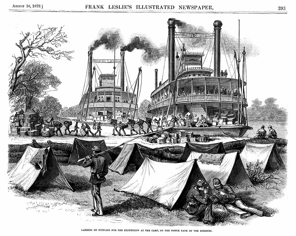 Frank Leslie's Illust News. 16 August 1879 steamboats Missouri River 40 percent for NORI