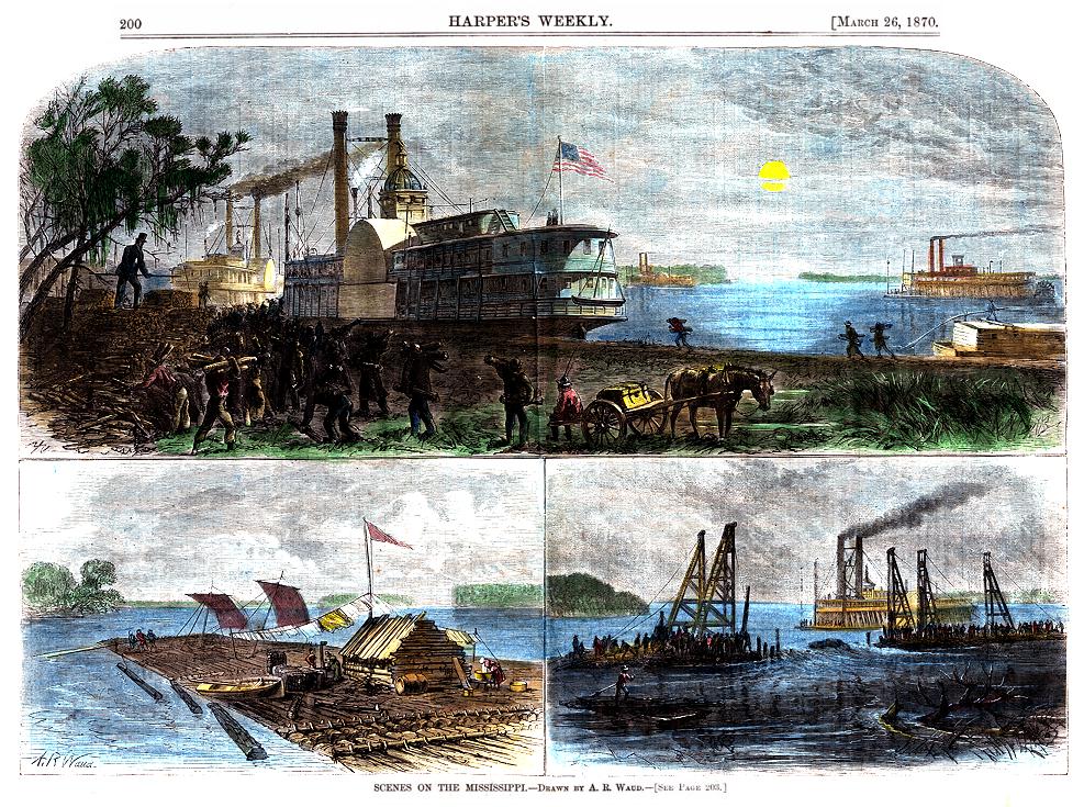 HarpersWeekly26March1870A.R.Waud3ofMississippiRiver