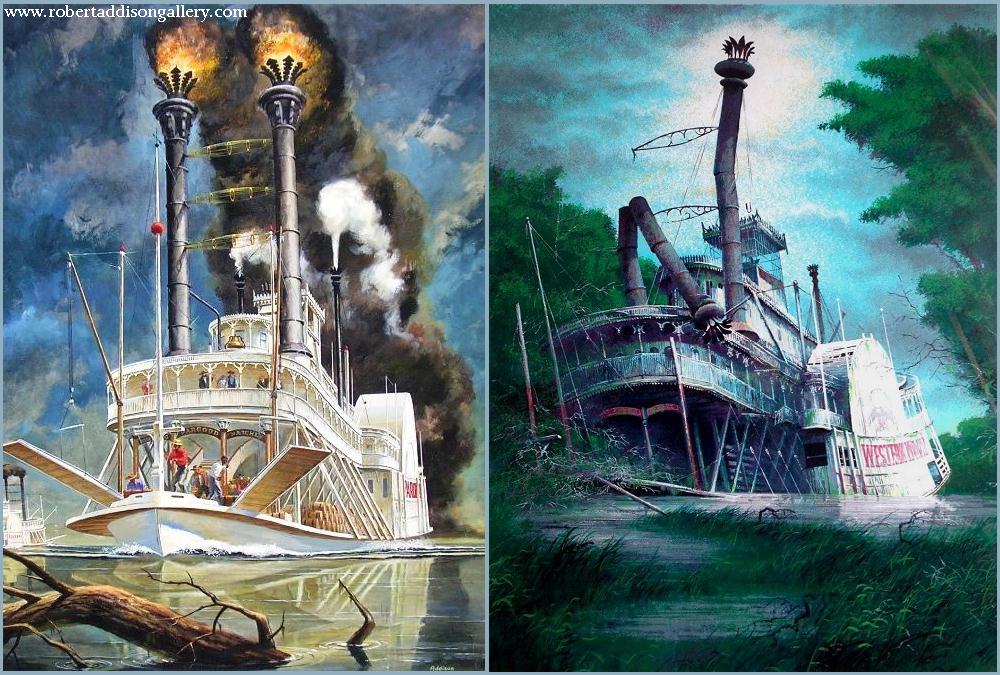 ROBERT WILLIAM ADDISON 1924-1988 steamboat Illustration and Serigraph