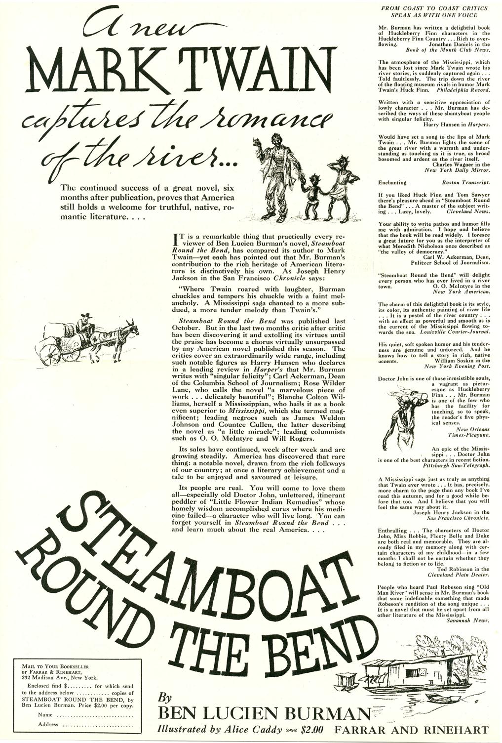 Steamboat Bend Promo of Novel 1934 for Nori