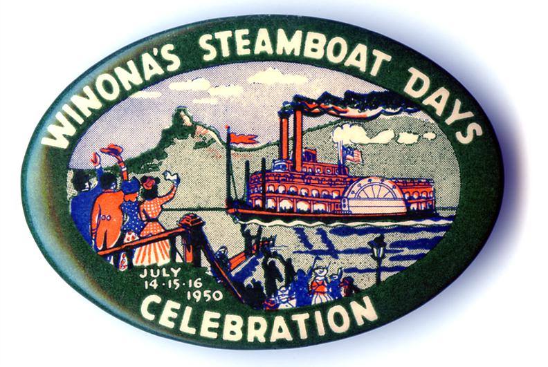 Winona Steamboat Days Pin Back 1950 HALF size