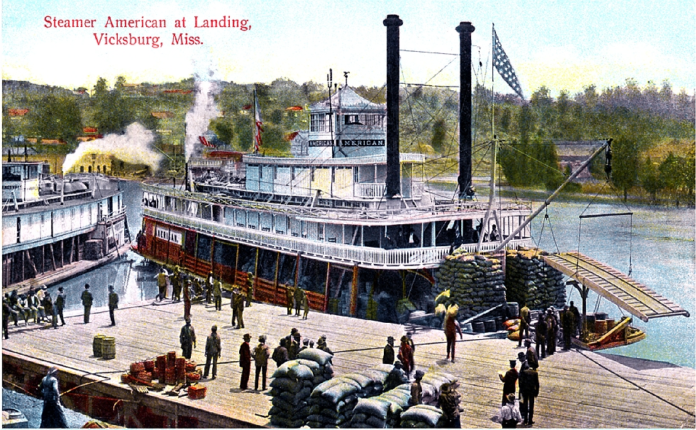 colorized steamboat postcard
