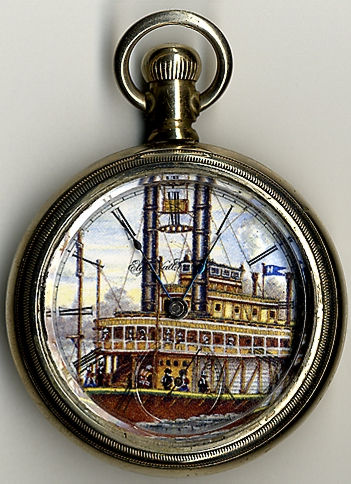 Elgin watch with steamboat illustration